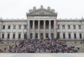 MONTEVIDEO, URUGUAY - OCTOBER 8, 2017: People on the staircase of the legislative palace.